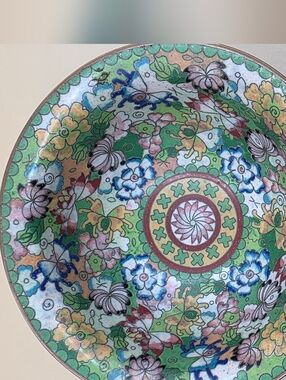 Antique Republic Chinese Enamel Cloisonne Bowl Multi Color